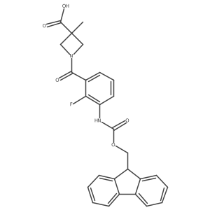 1-[3-({[(9H-fluoren-9-yl)methoxy]carbonyl}amino)-2-fluorobenzoyl]-3-methylazetidine-3-carboxylic acid结构式