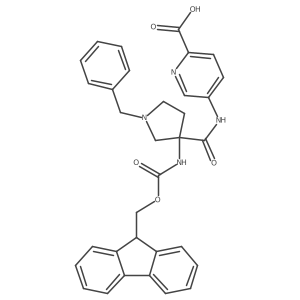 5-[1-benzyl-3-({[(9H-fluoren-9-yl)methoxy]carbonyl}amino)pyrrolidine-3-amido]pyridine-2-carboxylic acid结构式