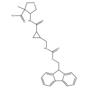 4-{2-[({[(9H-fluoren-9-yl)methoxy]carbonyl}amino)methyl]cyclopropaneamido}-3-methyloxolane-3-carboxylic acid Structure
