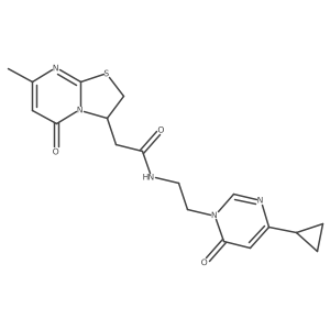 N-(2-(4-cyclopropyl-6-oxopyrimidin-1(6H)-yl)ethyl)-2-(7-methyl-5-oxo-3,5-dihydro-2H-thiazolo[3,2-a]pyrimidin-3-yl)acetamide结构式