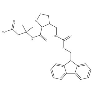 rac-3-{[(2R,3R)-3-[({[(9H-fluoren-9-yl)methoxy]carbonyl}amino)methyl]oxolan-2-yl]formamido}-3-methylbutanoic acid结构式