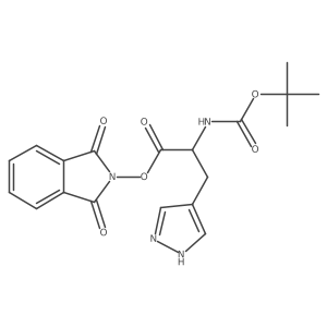 1,3-dioxo-2,3-dihydro-1H-isoindol-2-yl 2-{[(tert-butoxy)carbonyl]amino}-3-(1H-pyrazol-4-yl)propanoate结构式