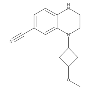 Rel-4-((1r,3r)-3-methoxycyclobutyl)-1,2,3,4-tetrahydroquinoxaline-6-carbonitrile结构式