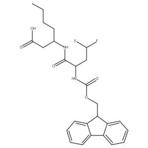 (3R)-3-[2-({[(9H-fluoren-9-yl)methoxy]carbonyl}amino)-4,4-difluorobutanamido]heptanoic acid结构式