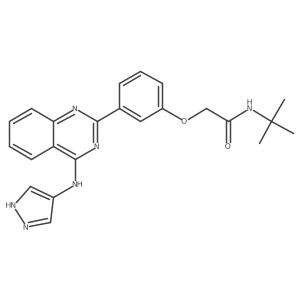 N-tert-Butyl-2-(3-(4-(1H-pyrazol-4-ylamino)quinazolin-2-yl)phenoxy)acetamide结构式