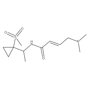 (E)-4-(Dimethylamino)-N-[1-(1-methylsulfonylcyclopropyl)ethyl]but-2-enamide结构式