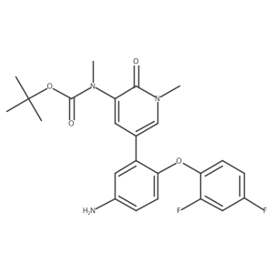 Tert-butyl (5-(5-amino-2-(2,4-difluorophenoxy)phenyl)-1-methyl-2-oxo-1,2-dihydropyridin-3-yl)(methyl)carbamate结构式