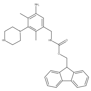 (9H-fluoren-9-yl)methyl N-{[5-amino-2,4-dimethyl-3-(piperazin-1-yl)phenyl]methyl}carbamate结构式