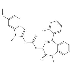 1-[5-(2-fluorophenyl)-1-methyl-2-oxo-2,3-dihydro-1H-1,4-benzodiazepin-3-yl]-3-(6-methoxy-1-methyl-1H-indol-2-yl)urea结构式