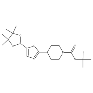 tert-Butyl 4-(5-(4,4,5,5-tetramethyl-1,3,2-dioxaborolan-2-yl)oxazol-2-yl)piperidine-1-carboxylate Structure