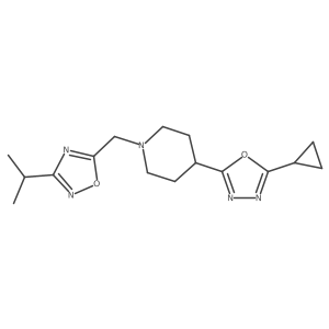 4-(5-Cyclopropyl-1,3,4-oxadiazol-2-yl)-1-{[3-(propan-2-yl)-1,2,4-oxadiazol-5-yl]methyl}piperidine Structure
