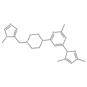 4-(3,5-dimethyl-1H-pyrazol-1-yl)-2-methyl-6-{4-[(4-methyl-4H-1,2,4-triazol-3-yl)methyl]piperazin-1-yl}pyrimidine结构式