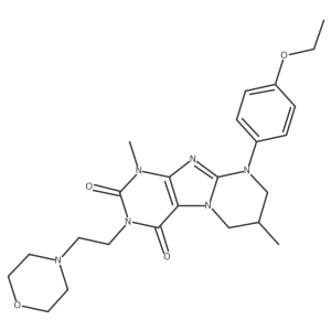 9-(4-ethoxyphenyl)-1,7-dimethyl-3-(2-morpholinoethyl)-6,7,8,9-tetrahydropyrimido[2,1-f]purine-2,4(1H,3H)-dione结构式