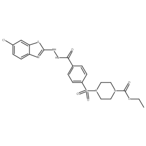 Ethyl 4-((4-(2-(6-chlorobenzo[d]thiazol-2-yl)hydrazinecarbonyl)phenyl)sulfonyl)piperazine-1-carboxylate结构式