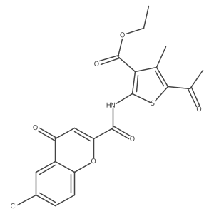 ethyl 5-acetyl-2-{[(6-chloro-4-oxo-4H-chromen-2-yl)carbonyl]amino}-4-methylthiophene-3-carboxylate Structure