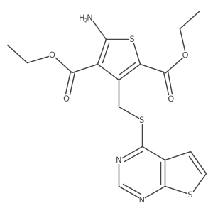 2,4-Diethyl 5-amino-3-[(thieno[2,3-d]pyrimidin-4-ylthio)methyl]-2,4-thiophenedicarboxylate结构式