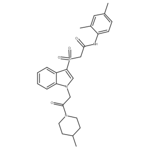 N-(2,4-dimethylphenyl)-2-((1-(2-(4-methylpiperidin-1-yl)-2-oxoethyl)-1H-indol-3-yl)sulfonyl)acetamide Structure
