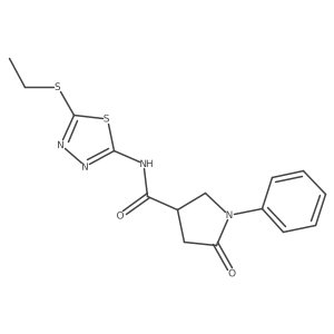 N-[5-(ethylsulfanyl)-1,3,4-thiadiazol-2-yl]-5-oxo-1-phenylpyrrolidine-3-carboxamide Structure