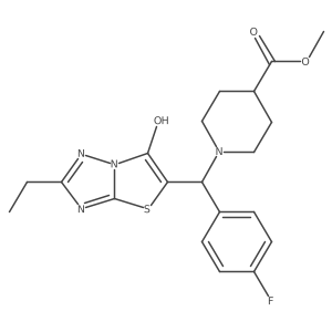 Methyl 1-((2-ethyl-6-hydroxythiazolo[3,2-b][1,2,4]triazol-5-yl)(4-fluorophenyl)methyl)piperidine-4-carboxylate结构式
