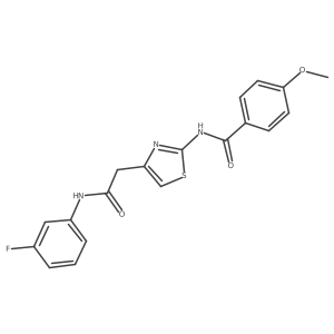 N-(4-(2-((3-fluorophenyl)amino)-2-oxoethyl)thiazol-2-yl)-4-methoxybenzamide结构式