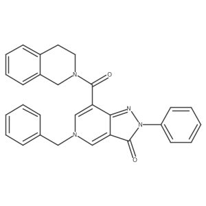5-benzyl-2-phenyl-7-(1,2,3,4-tetrahydroisoquinoline-2-carbonyl)-2H-pyrazolo[4,3-c]pyridin-3(5H)-one结构式