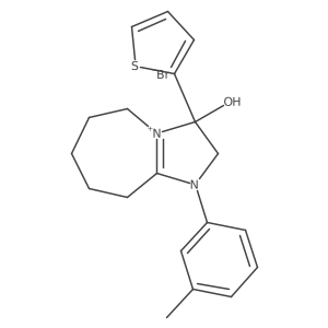 3-hydroxy-3-(thiophen-2-yl)-1-(m-tolyl)-3,5,6,7,8,9-hexahydro-2H-imidazo[1,2-a]azepin-1-ium bromide结构式