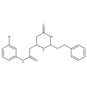 2-(2-benzylsulfanyl-6-oxo-1,3-diazinan-4-yl)-N-(3-bromophenyl)acetamide结构式