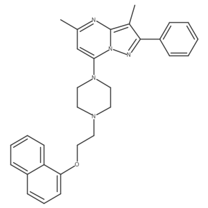 3,5-Dimethyl-7-{4-[2-(1-naphthyloxy)ethyl]piperazin-1-yl}-2-phenylpyrazolo[1,5-a]pyrimidine Structure