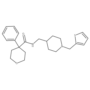 4-phenyl-N-((1-(thiophen-2-ylmethyl)piperidin-4-yl)methyl)tetrahydro-2H-pyran-4-carboxamide结构式
