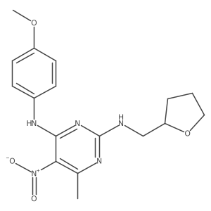 N~4~-(4-methoxyphenyl)-6-methyl-5-nitro-N~2~-(tetrahydrofuran-2-ylmethyl)pyrimidine-2,4-diamine结构式