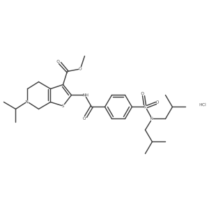 methyl 2-(4-(N,N-diisobutylsulfamoyl)benzamido)-6-isopropyl-4,5,6,7-tetrahydrothieno[2,3-c]pyridine-3-carboxylate hydrochloride结构式