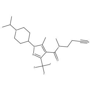 N-(2-cyanoethyl)-1-(1-isopropylpiperidin-4-yl)-N,5-dimethyl-3-(trifluoromethyl)-1H-pyrazole-4-carboxamide结构式