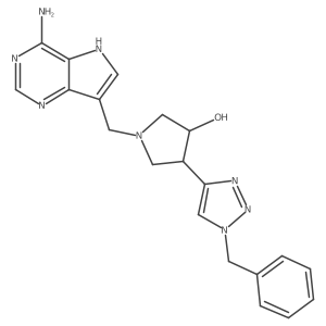 rel-(3R,4R)-1-[(4-Amino-5H-pyrrolo[3,2-d]pyrimidin-7-yl)methyl]-4-[1-(phenylmethyl)-1H-1,2,3-triazol-4-yl]-3-pyrrolidinol Structure