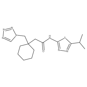 N-[(2E)-5-(propan-2-yl)-1,3,4-thiadiazol-2(3H)-ylidene]-2-[1-(1H-tetrazol-1-ylmethyl)cyclohexyl]acetamide Structure