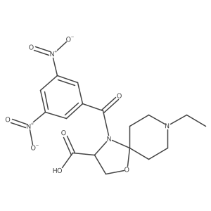 4-(3,5-Dinitrobenzoyl)-8-ethyl-1-oxa-4,8-diazaspiro[4.5]decane-3-carboxylic acid结构式