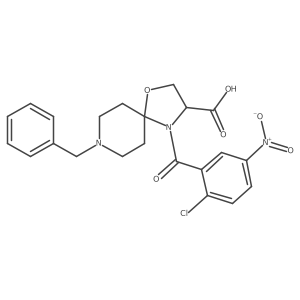 8-Benzyl-4-(2-chloro-5-nitrobenzoyl)-1-oxa-4,8-diazaspiro[4.5]decane-3-carboxylic acid结构式