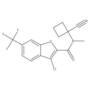 3-chloro-N-(1-cyanocyclobutyl)-N-methyl-6-(trifluoromethyl)-1-benzothiophene-2-carboxamide结构式
