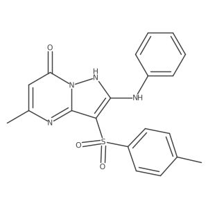5-methyl-3-[(4-methylphenyl)sulfonyl]-2-(phenylamino)pyrazolo[1,5-a]pyrimidin-7(4H)-one结构式