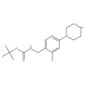 tert-Butyl ((4-methyl-6-(piperazin-1-yl)pyridin-3-yl)methyl)carbamate Structure