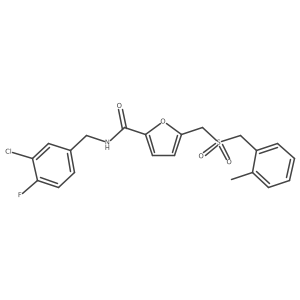 N-(3-chloro-4-fluorobenzyl)-5-(((2-methylbenzyl)sulfonyl)methyl)furan-2-carboxamide Structure