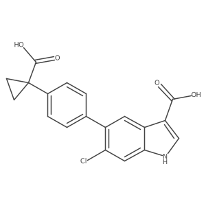 5-[4-(1-carboxycyclopropyl)phenyl]-6-chloro-1H-indole-3-carboxylic acid结构式
