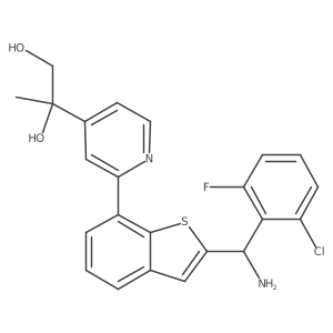 2-(2-(2-(Amino(2-chloro-6-fluorophenyl)methyl)benzo[b]thiophen-7-yl)pyridin-4-yl)propane-1,2-diol Structure