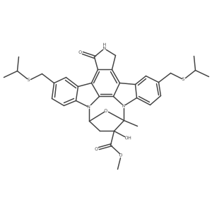 methyl (15S,16S,18R)-16-hydroxy-15-methyl-3-oxo-10,23-bis(propan-2-ylsulfanylmethyl)-28-oxa-4,14,19-triazaoctacyclo[12.11.2.115,18.02,6.07,27.08,13.019,26.020,25]octacosa-1,6,8(13),9,11,20(25),21,23,26-nonaene-16-carboxylate Structure