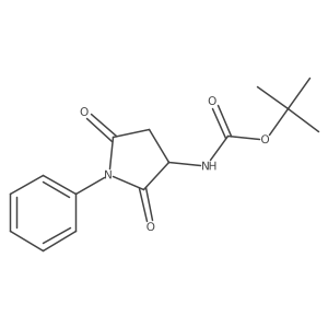 Carbamic acid, N-(2,5-dioxo-1-phenyl-3-pyrrolidinyl)-, 1,1-dimethylethyl ester Structure