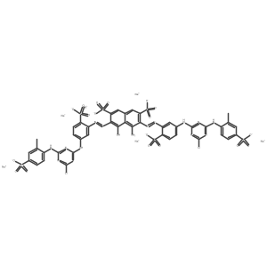 4-Amino-3,6-bis[2-[5-[[4-chloro-6-[(2-methyl-4-sulfophenyl)amino]-1,3,5-triazin-2-yl]amino]-2-sulfophenyl]diazenyl]-5-hydroxy-2,7-naphthalenedisulfonic acid sodium salt (1:6)结构式