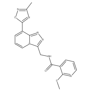 N-((8-(3-methyl-1,2,4-oxadiazol-5-yl)-[1,2,4]triazolo[4,3-a]pyridin-3-yl)methyl)-2-(methylthio)nicotinamide结构式