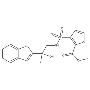 methyl 3-(N-(2-(benzo[b]thiophen-2-yl)-2-hydroxypropyl)sulfamoyl)thiophene-2-carboxylate结构式
