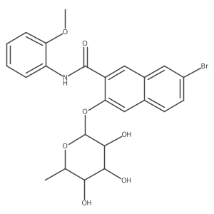 7-Bromo-N-(2-methoxyphenyl)-3-(((2R,3S,4R,5S,6S)-3,4,5-trihydroxy-6-methyltetrahydro-2H-pyran-2-yl)oxy)-2-naphthamide Structure