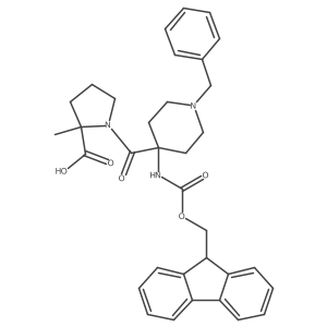 (2S)-1-[1-benzyl-4-({[(9H-fluoren-9-yl)methoxy]carbonyl}amino)piperidine-4-carbonyl]-2-methylpyrrolidine-2-carboxylic acid结构式