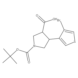 4-(4-Bromothiophen-3-yl)-1-[(tert-butoxy)carbonyl]pyrrolidine-3-carboxylic acid结构式